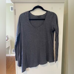 NWOT Theory Asymmetrical Dark Grey Crew Neck Long Sleeve Shirt Size: Medium